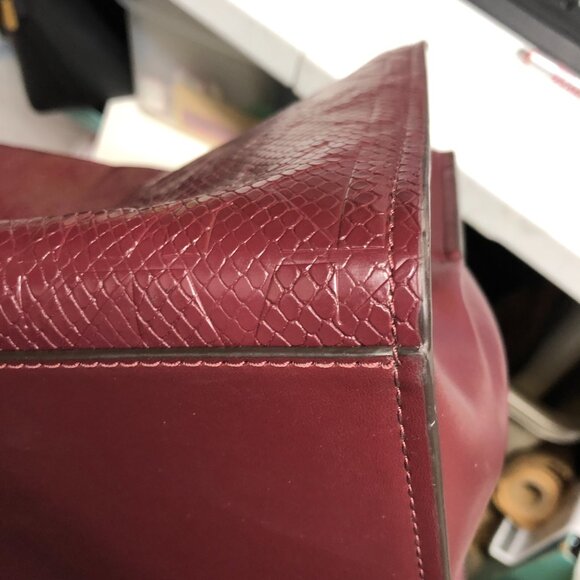 Michael Kors Burgundy Embossed Leather Satchel - Picture 11 of 14